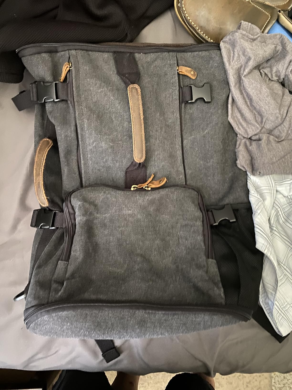 G-FAVOR 40L Travel Backpack for Men, Large Vintage Canvas Rucksack 3 in 1 Convertible Duffel Bag Carry On Backpack Fits for 17.3 Inch Laptop customer photo 1