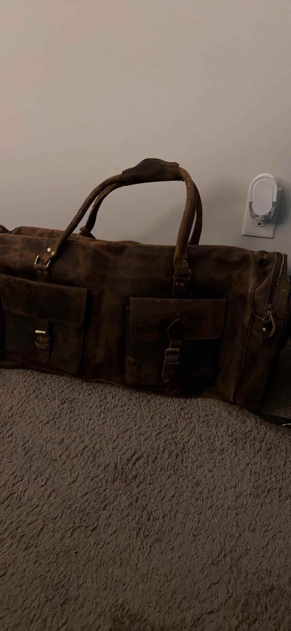 Large duffel bags for men holdall leather travel bag overnight gym sports weekend bag customer photo 1