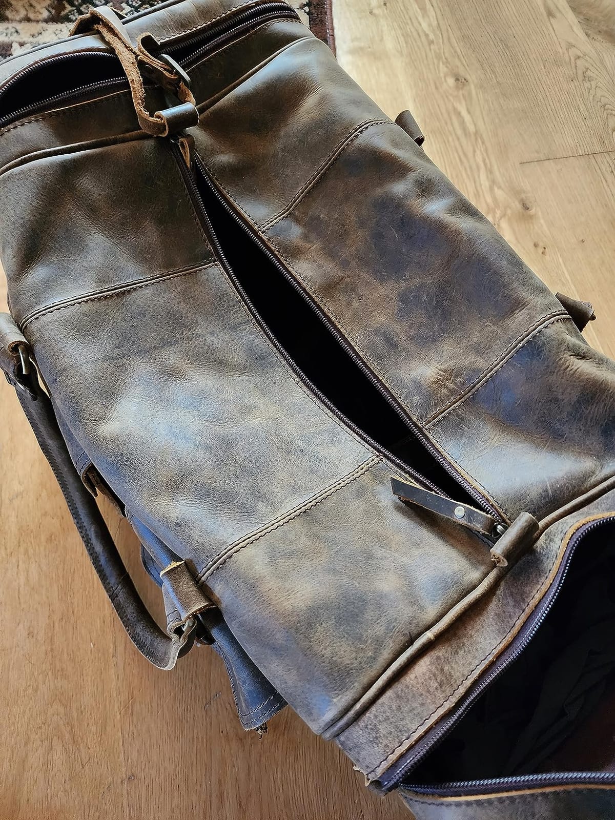 Large duffel bags for men holdall leather travel bag overnight gym sports weekend bag customer photo 2