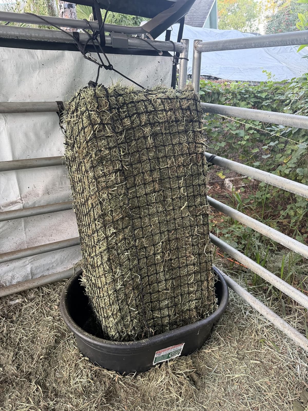 Aoneky Large Hay Net for Horses Slow Feed Horse Feeder Hay Bag 47 Inch Bale Size with Soft Knotless Nylon Mesh Fits Small Square Bales Up to 36x18x18 Inch customer photo 2