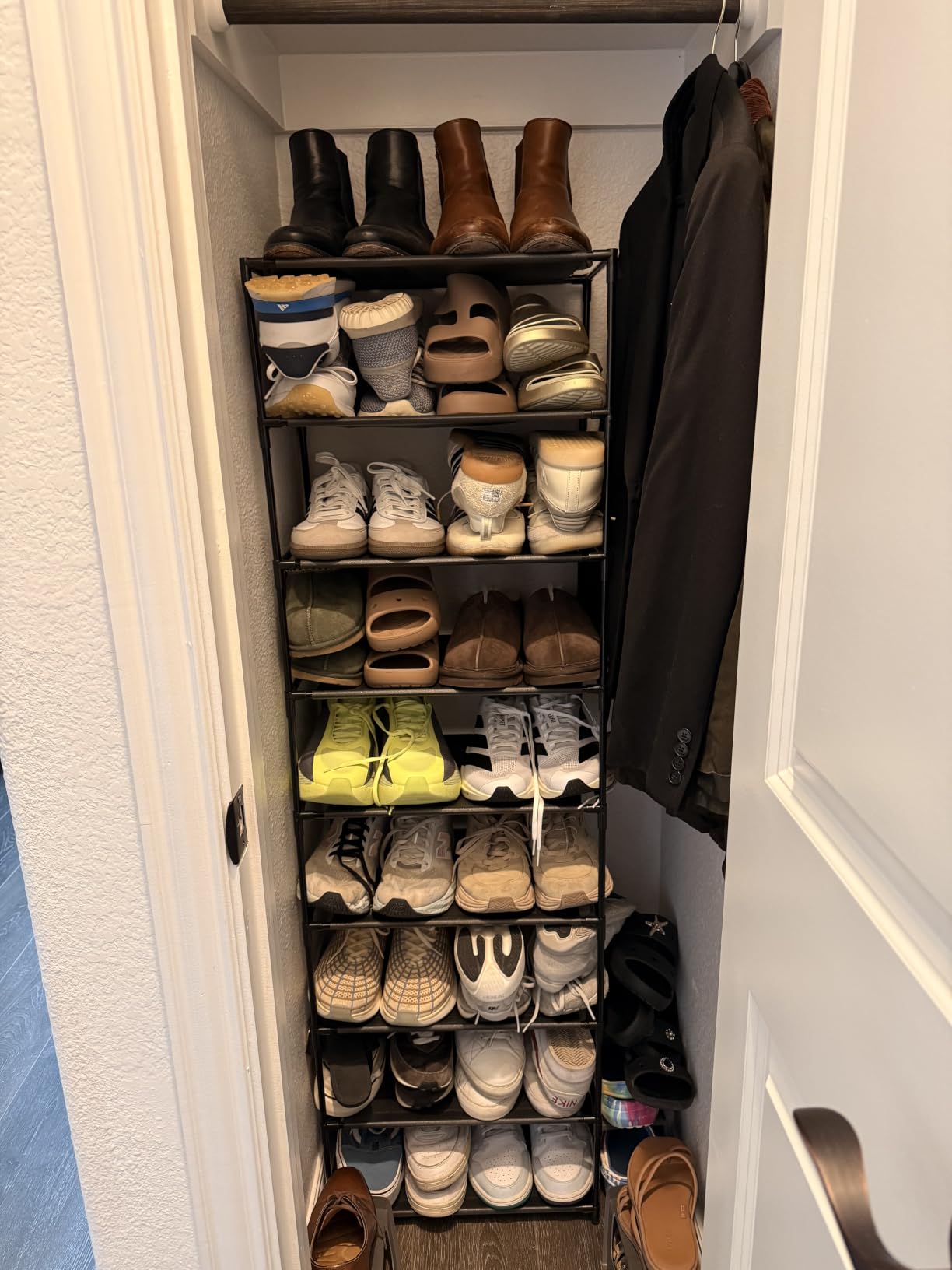 FIDUCIAL HOME 10 Tiers Shoe Rack Organizer 20 Pairs Tall Shoe Shelf, Tall Narrow Space Saving for Closet Entryway Dorm, Easy to Assemble, 17