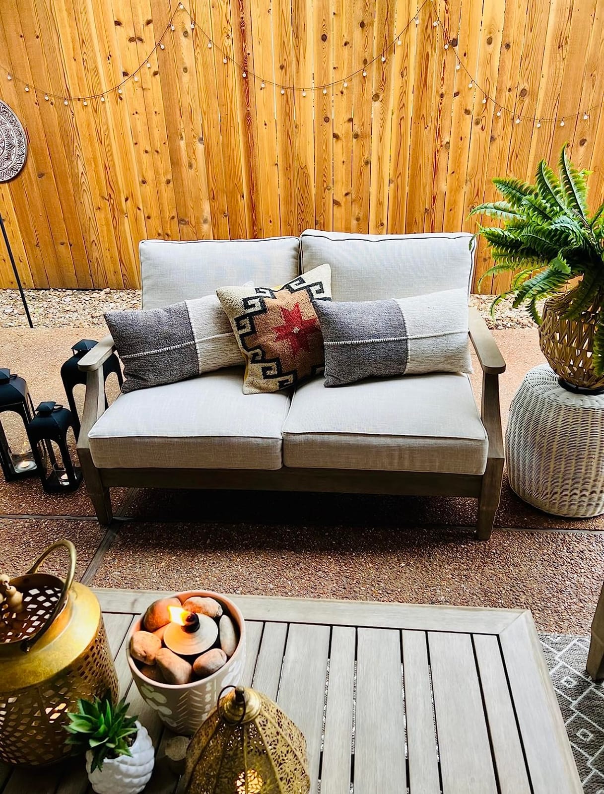 Signature Design by Ashley Wood Outdoor Coffee Table, Grayish Brown customer photo 2