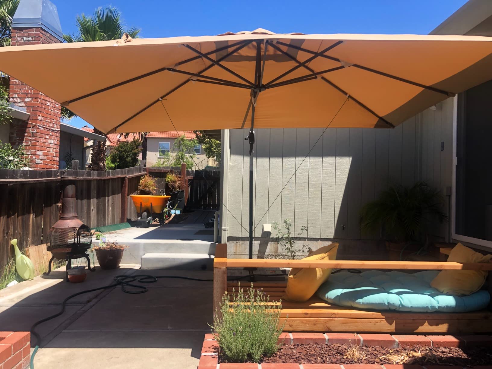 Sunnyglade 10x13Ft Cantilever Patio Umbrella Rectangular Deluxe Offset Tan customer photo 2