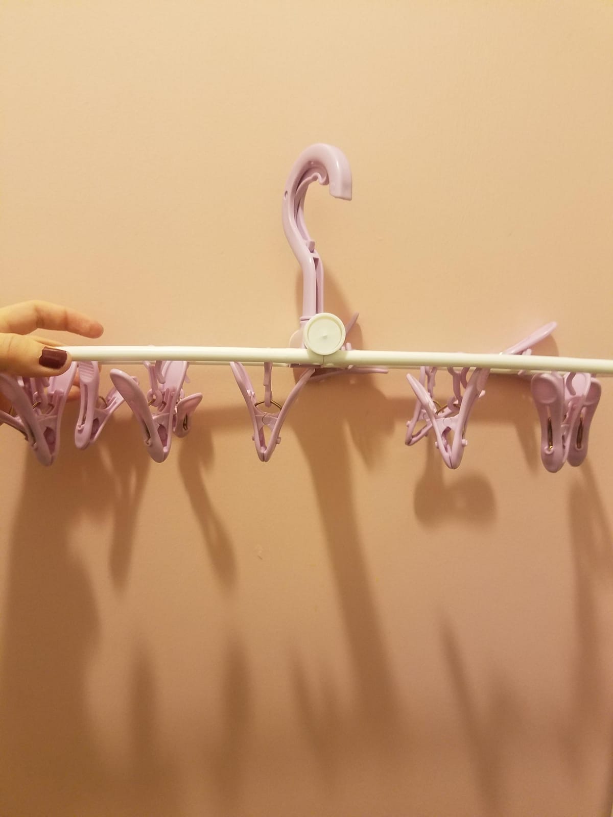 Clothes Drying Racks 2 Pack Small Folding Portable Underwear Hangers with Clips Socks 12 Clips 360° Rotatable Hook for Drying Towels Bras Baby Clothes Gloves Plast customer photo 2