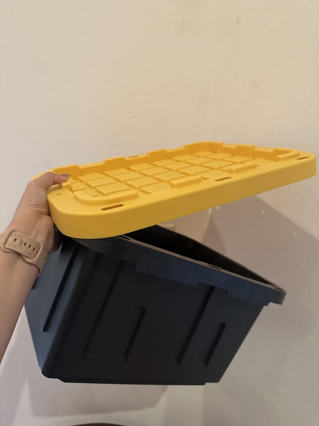 BLACK & YELLOW 5-Gallon Stackable Plastic Storage Bins with Lids, 6 Pack customer photo 1