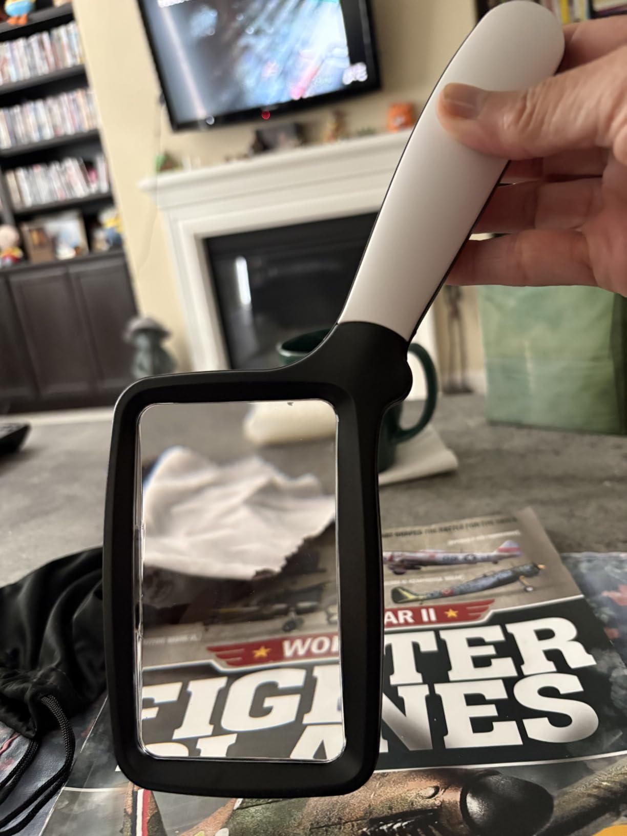 Folding Handheld Magnifying Glass with Light, 5X Large Rectangle Reading Magnifier with Dimmable LED for Seniors with Macular Degeneration, Newspaper, Books, Small Print, Lighted Gift for Low Visions customer photo 2