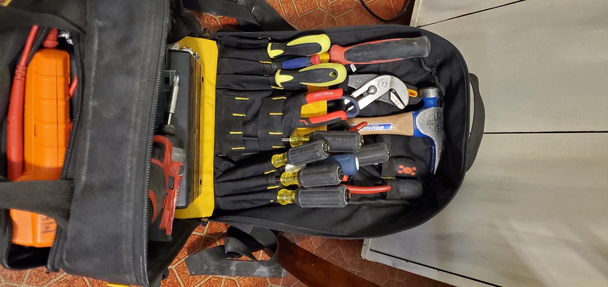 AUMTISC Tool Bag Backpack for Men, Large Heavy Duty Tool Bags with 49 Pockets Waterproof, Tools Backpack for Electricians, HVAC Technicians, Plumbers, Construction and Service Work, Blue customer photo 2