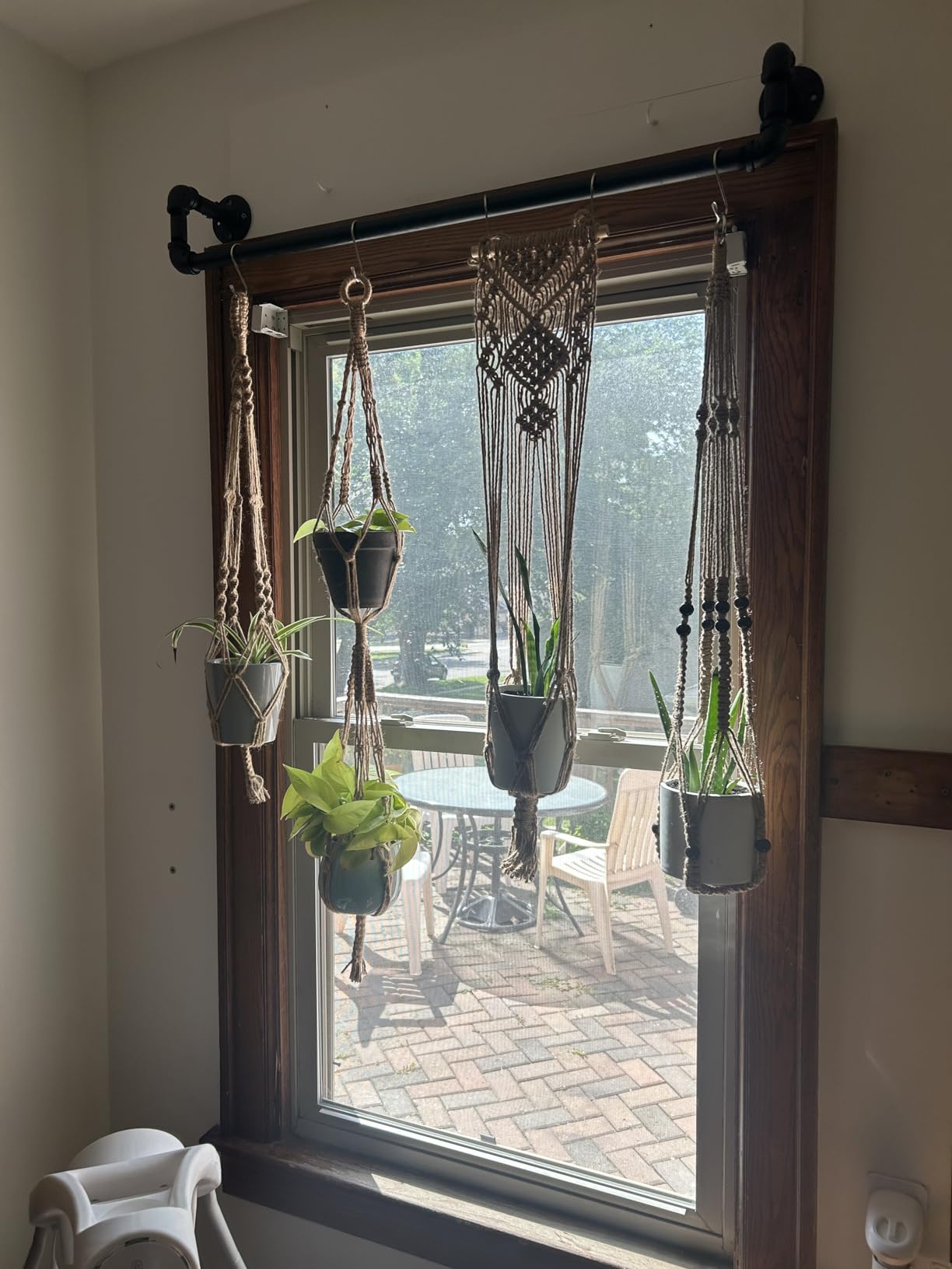 Mkono Macrame Plant Hangers Indoor Set of 4 Hanging Planter Basket Brown | Wall Decorative Hanging Flower Pot Holder for Plants 35
