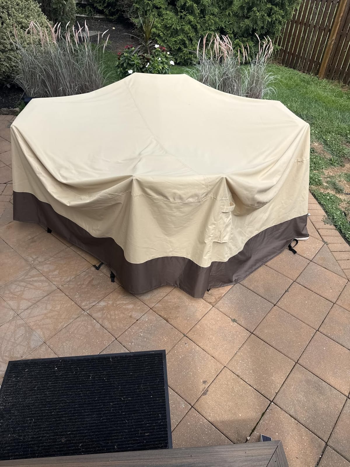 Patio Furniture Covers Waterproof, Outdoor Furniture Covers Waterproof Windproof with Padded Handles, Heavy Duty 600D Oxford Outdoor Table Chair Set Cover customer photo 2