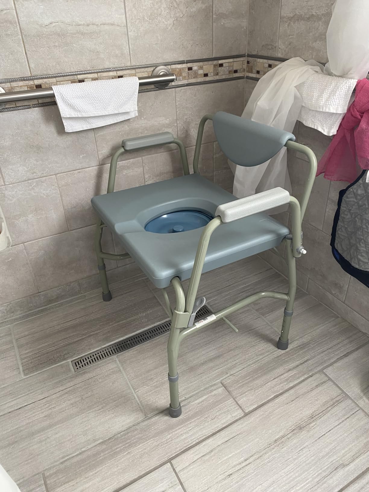 NOVA Medical 500 lb. Weight Capacity Heavy Duty Bedside Commode Chair with Drop-Arm (for Easy Transfer), Extra Wide Seat & Bariatric Commode Chair, Grey customer photo 1