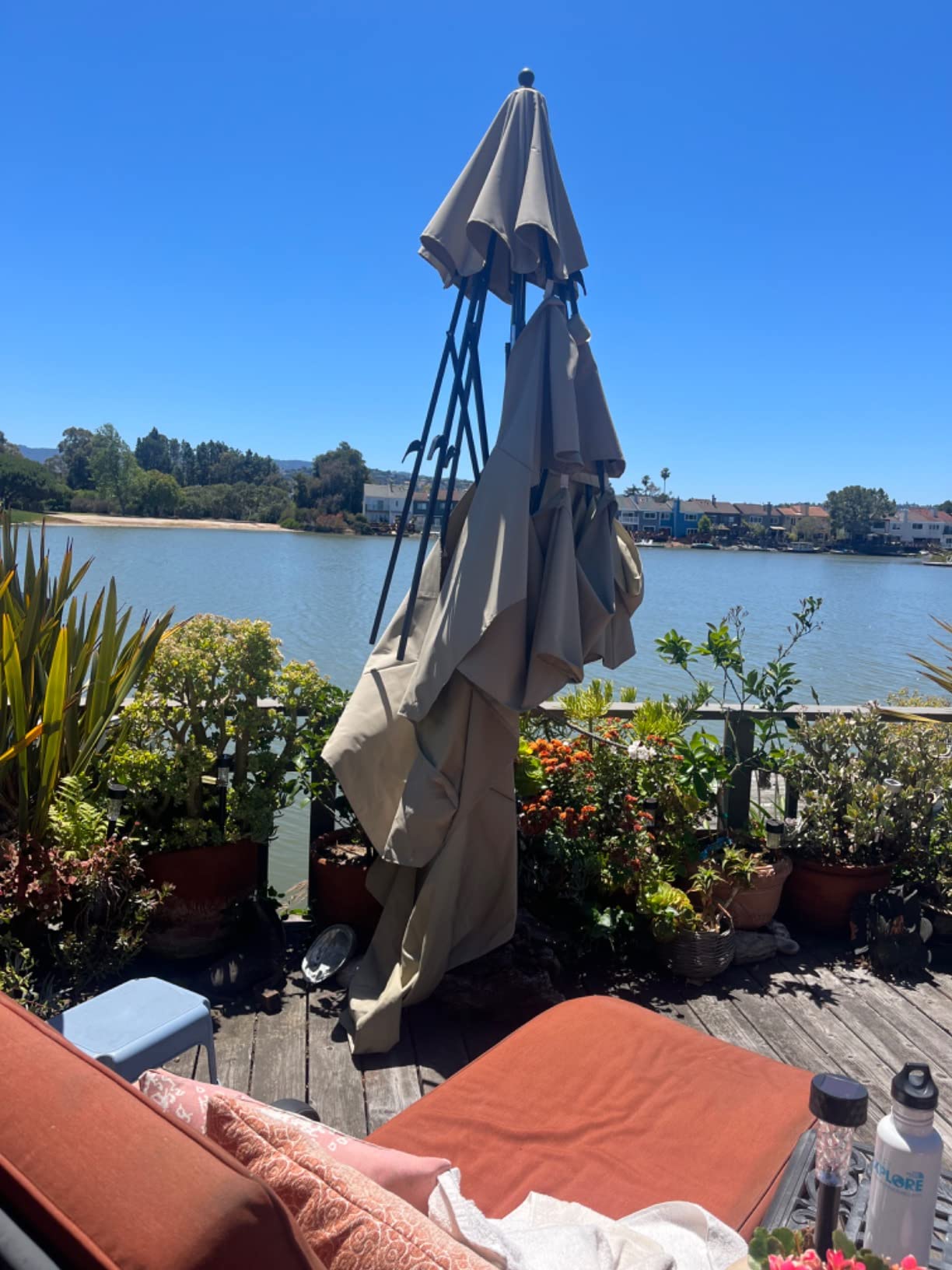 Tangkula 10 Ft 3 Tier Patio Umbrella, Outdoor Aluminum Double Vented Tilt Umbrella with Crank, for Market, Backyard, Poolside, Garden (Turquoise) customer photo 1