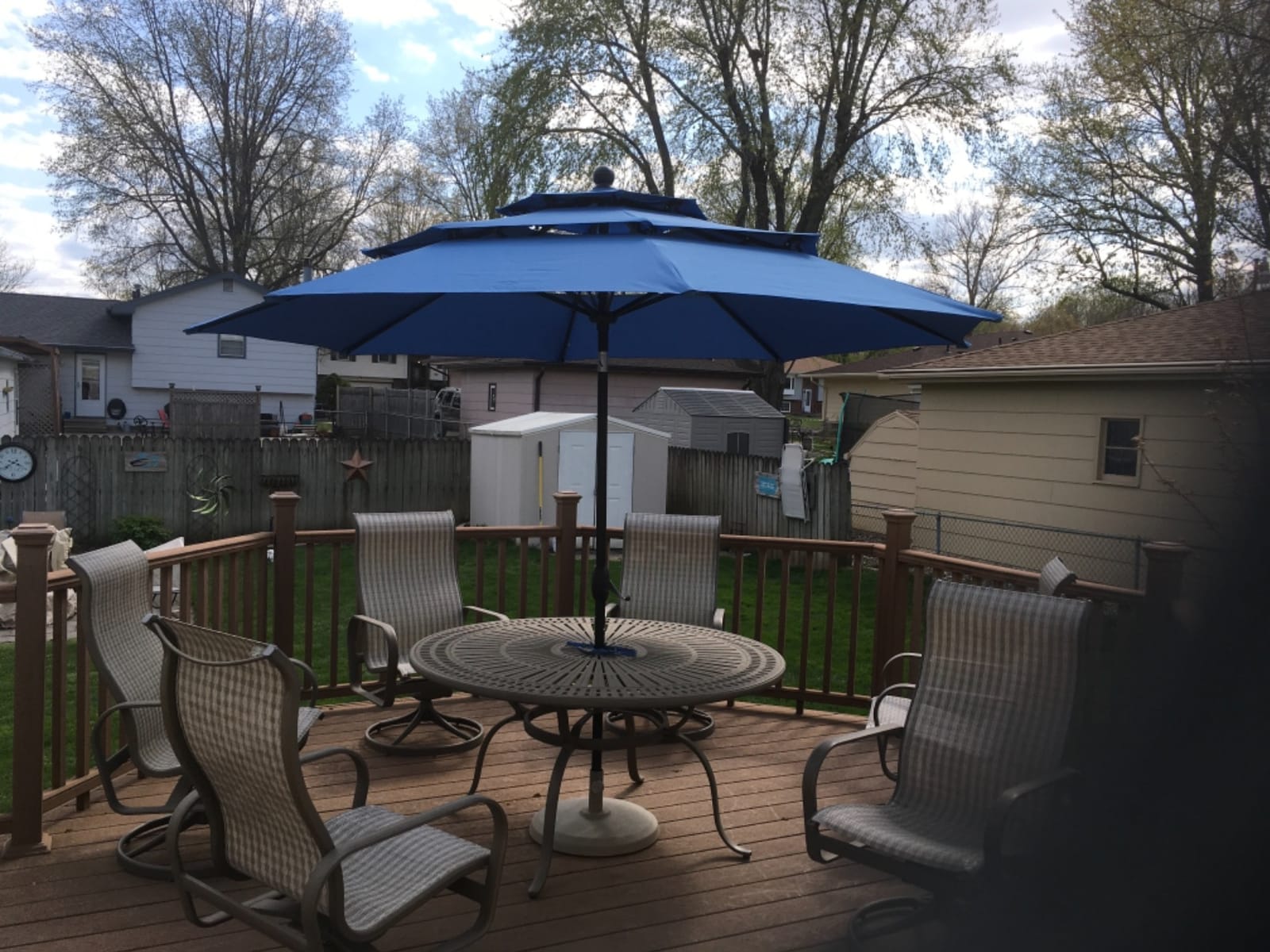 Tangkula 10 Ft 3 Tier Patio Umbrella, Outdoor Aluminum Double Vented Tilt Umbrella with Crank, for Market, Backyard, Poolside, Garden (Turquoise) customer photo 2