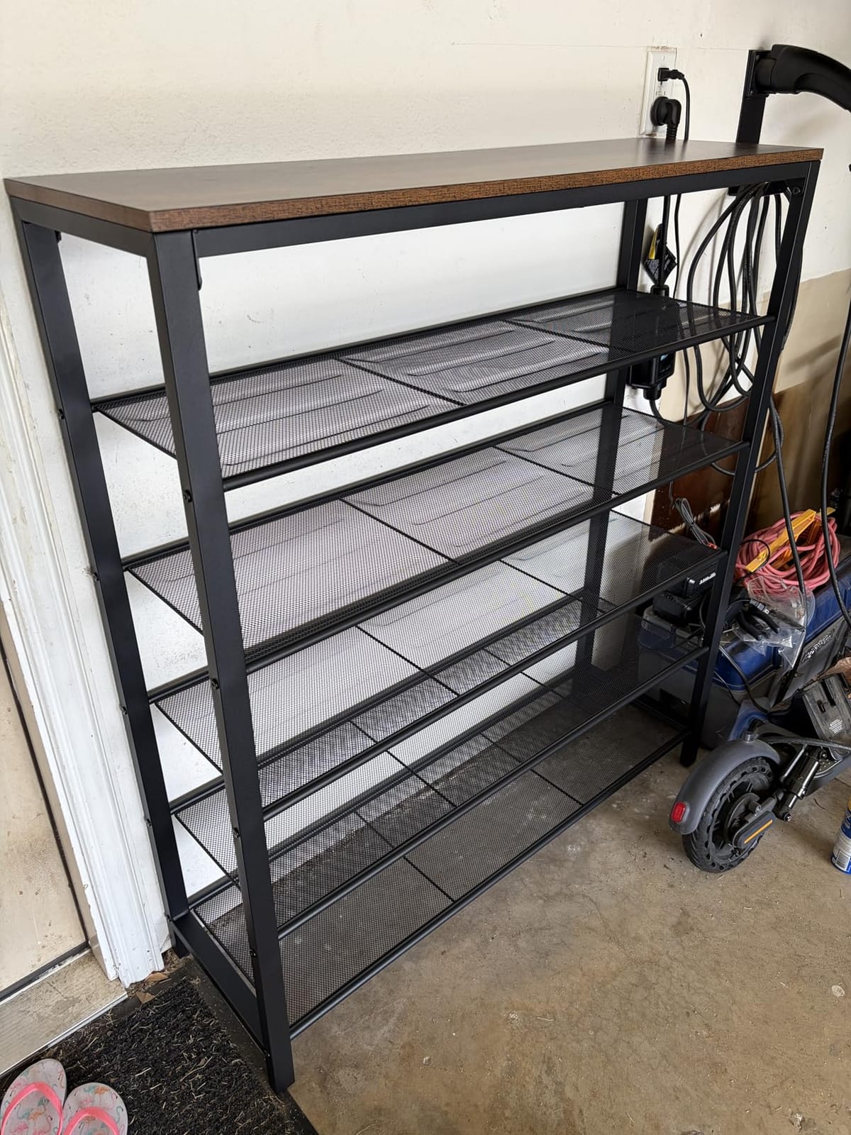 VASAGLE 6-Tier Shoe Rack, 24-30 Pairs, Metal Mesh | Shoe Organizer for Closet Entryway, 5 Mesh Shelves, Rustic Brown and Black, 11.8 x 39.4 x 43.3 Inches, ULBS016B01 customer photo 1