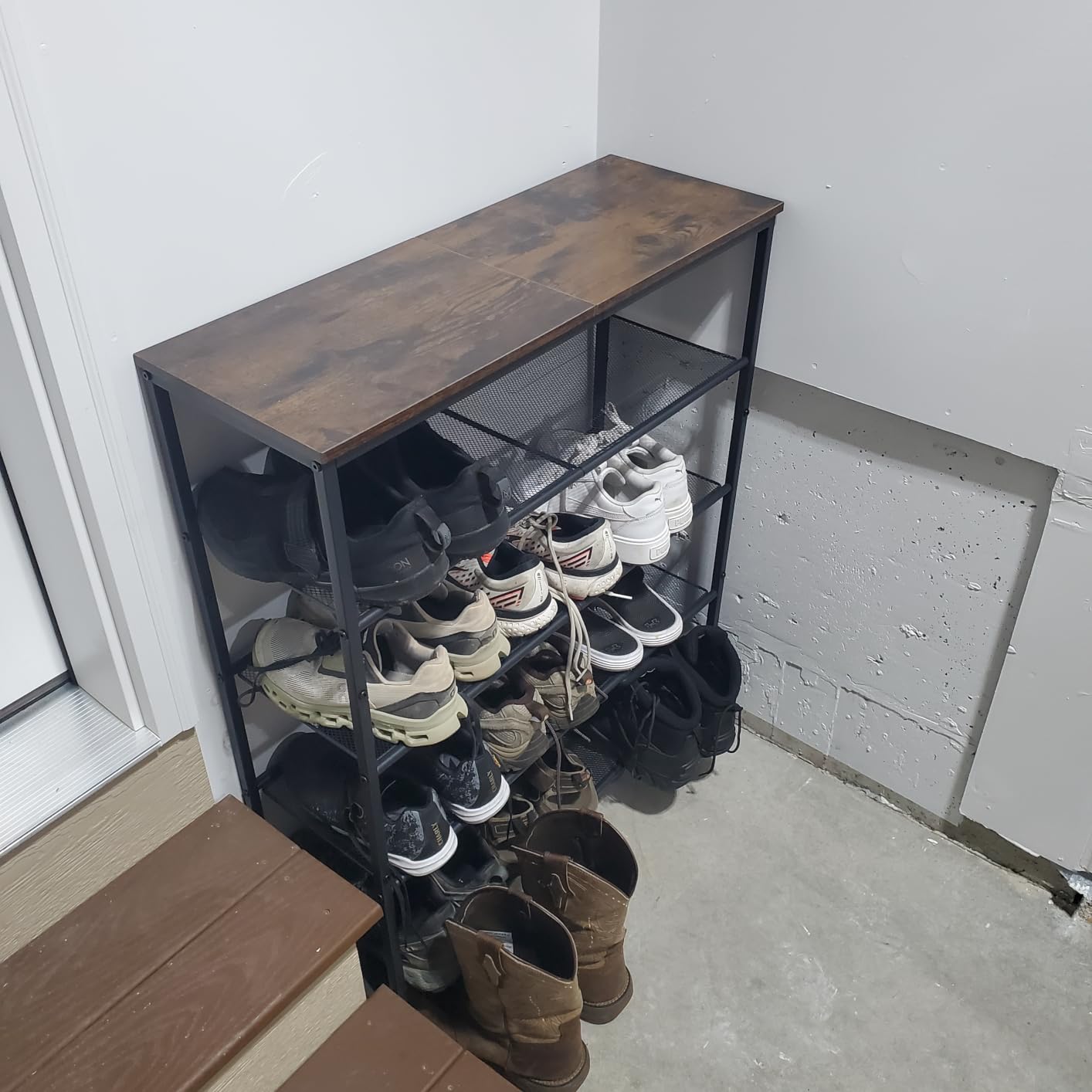 VASAGLE 6-Tier Shoe Rack, 24-30 Pairs, Metal Mesh | Shoe Organizer for Closet Entryway, 5 Mesh Shelves, Rustic Brown and Black, 11.8 x 39.4 x 43.3 Inches, ULBS016B01 customer photo 2