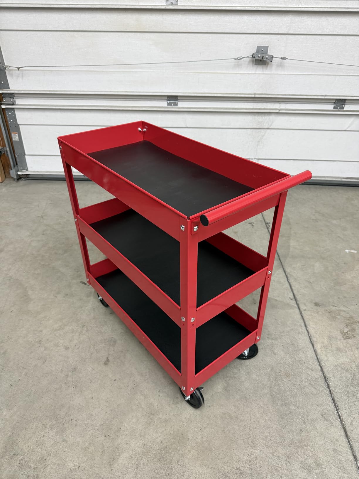 Torin APTC302B Steel Tool Service Push Cart with 3 Shelves and 200 lb Capacity, Red customer photo 1