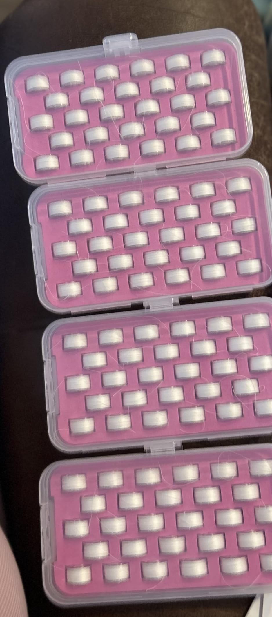 HONEYSEW Set of 2 Bobbin Box Organizers Sewing Machine bobbins Holder Contain 28 bobbins Storage Case customer photo 2