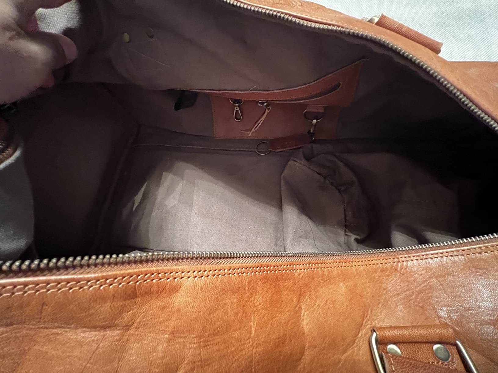 Berliner Bags Vintage Full Grain Leather Duffle Bags For Men Olso, Brown customer photo 2