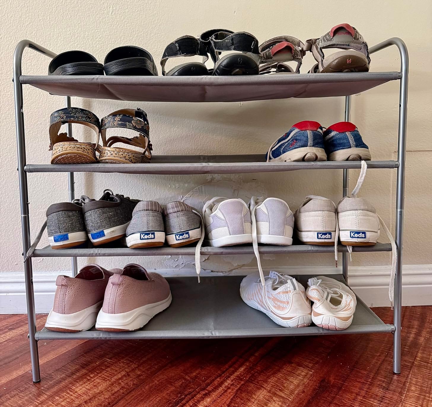 Simple Houseware 5-Tier Shoe Rack Storage Organizer, 15-24 Pairs, Bronze | Space-Saving Shoe Shelf with Sturdy Metal Frame and Non-Woven Fabric Shelves for Entryway, Garage & Corridor customer photo 2
