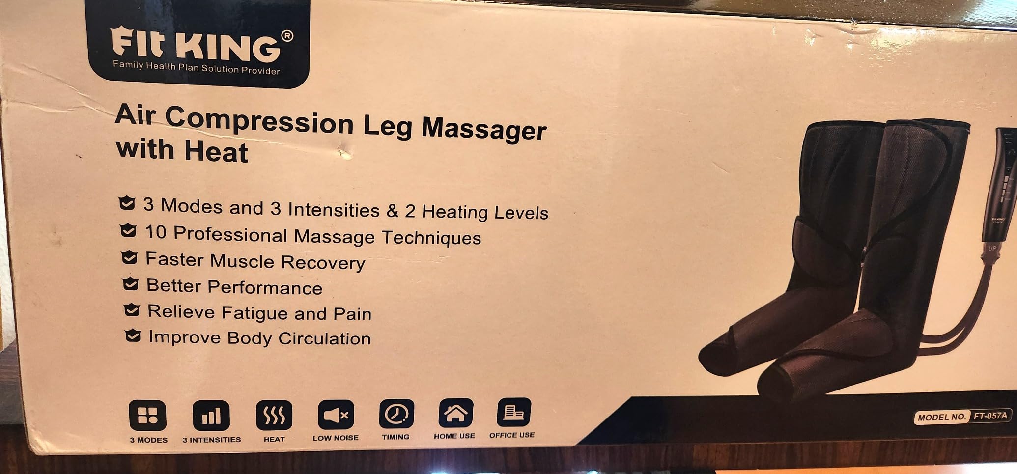 FIT KING Air Compression Leg and Foot Massager with Heat for Circulation | FSA-HSA, Adjustable Leg Wraps, Size Extensions, 3 Modes 3 Intensities, Helpful for Pain Edema RLS, Great Gift for Wife Mom customer photo 2