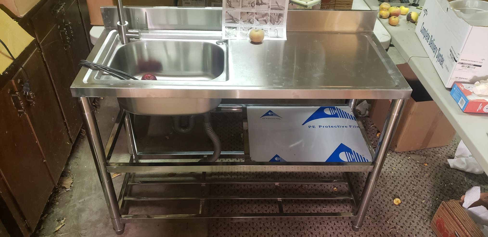Free Standing Stainless-Steel Single Bowl Commercial Kitchen Sink w/Faucet customer photo 1