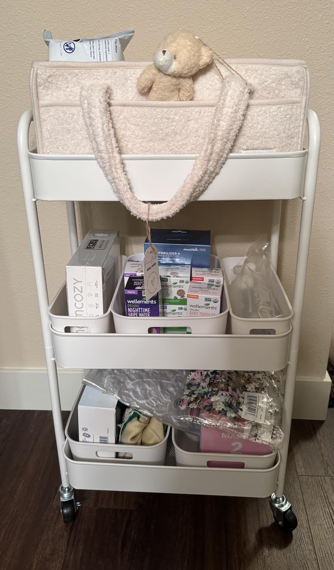 TOOLF 3 Tier Metal Rolling Cart, Utility Storage Cart with Wheels, White customer photo 1