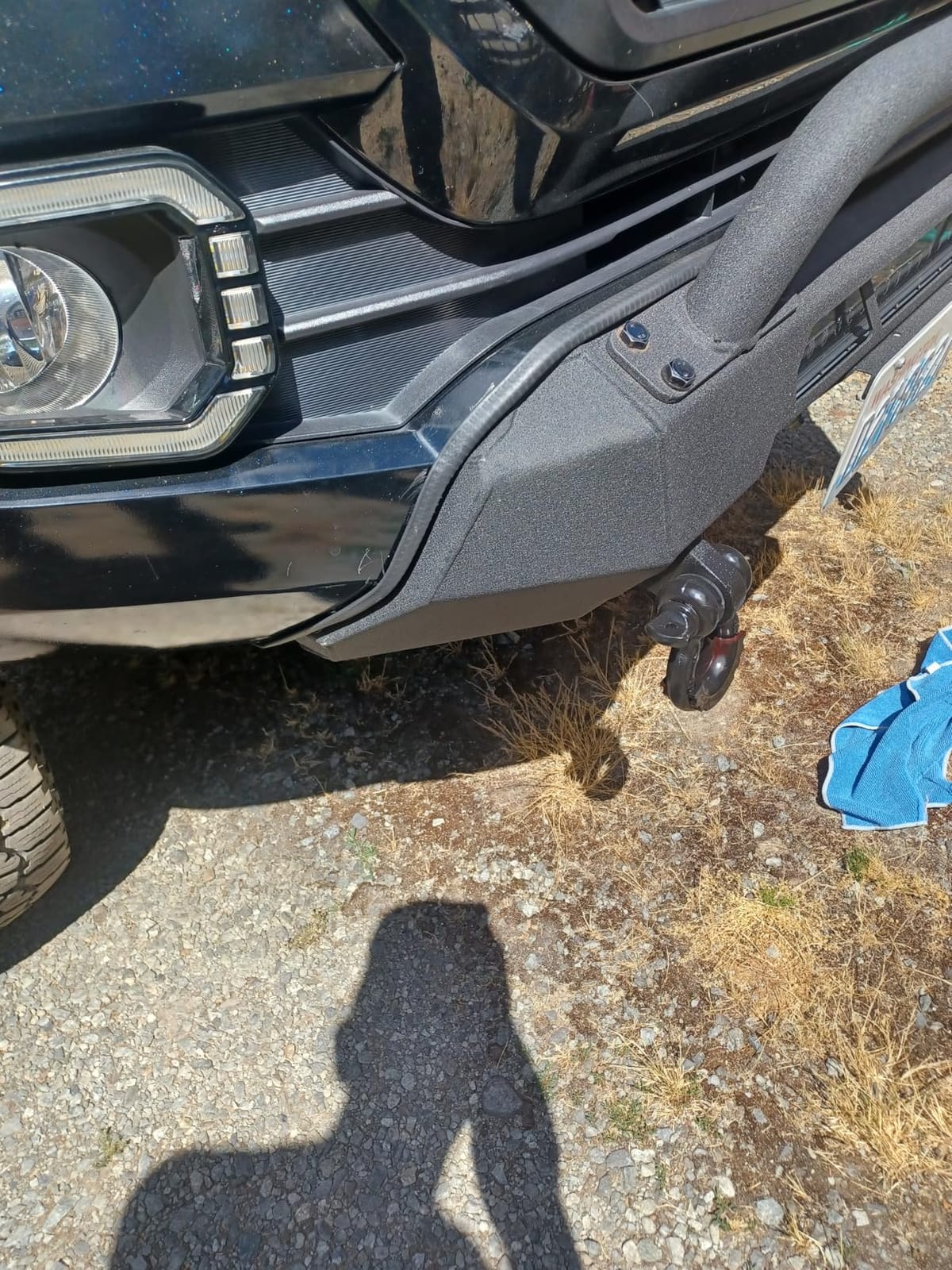 KUAFU Front Winch Bumper Compatible with 2016-2023 Toyota Tacoma Guard Bull Bar W/Winch Mount 4x4 Front Bumper Split Type Brush GuardFront Bumper Grill Grille Guard Protector Brush Push Bar Steel customer photo 2