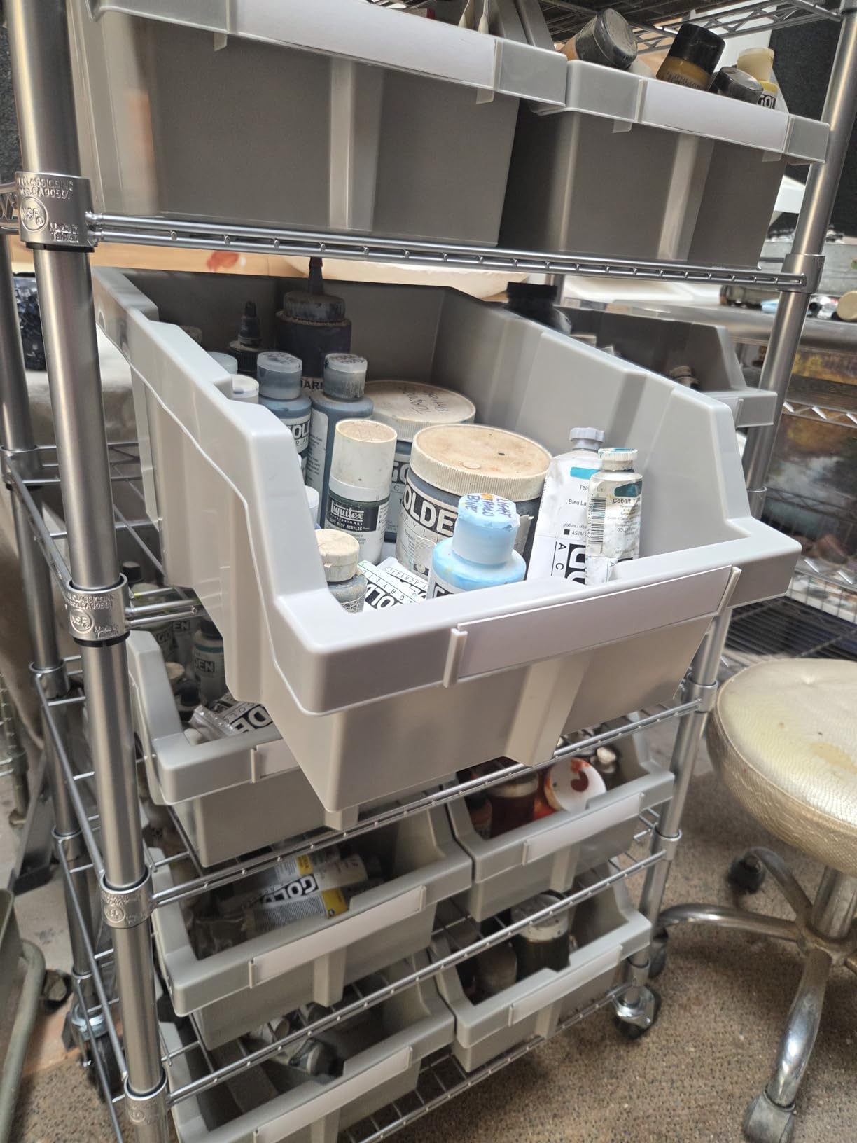 7-Tier NSF 16-Bin Steel Wire Shelving Rack, 36