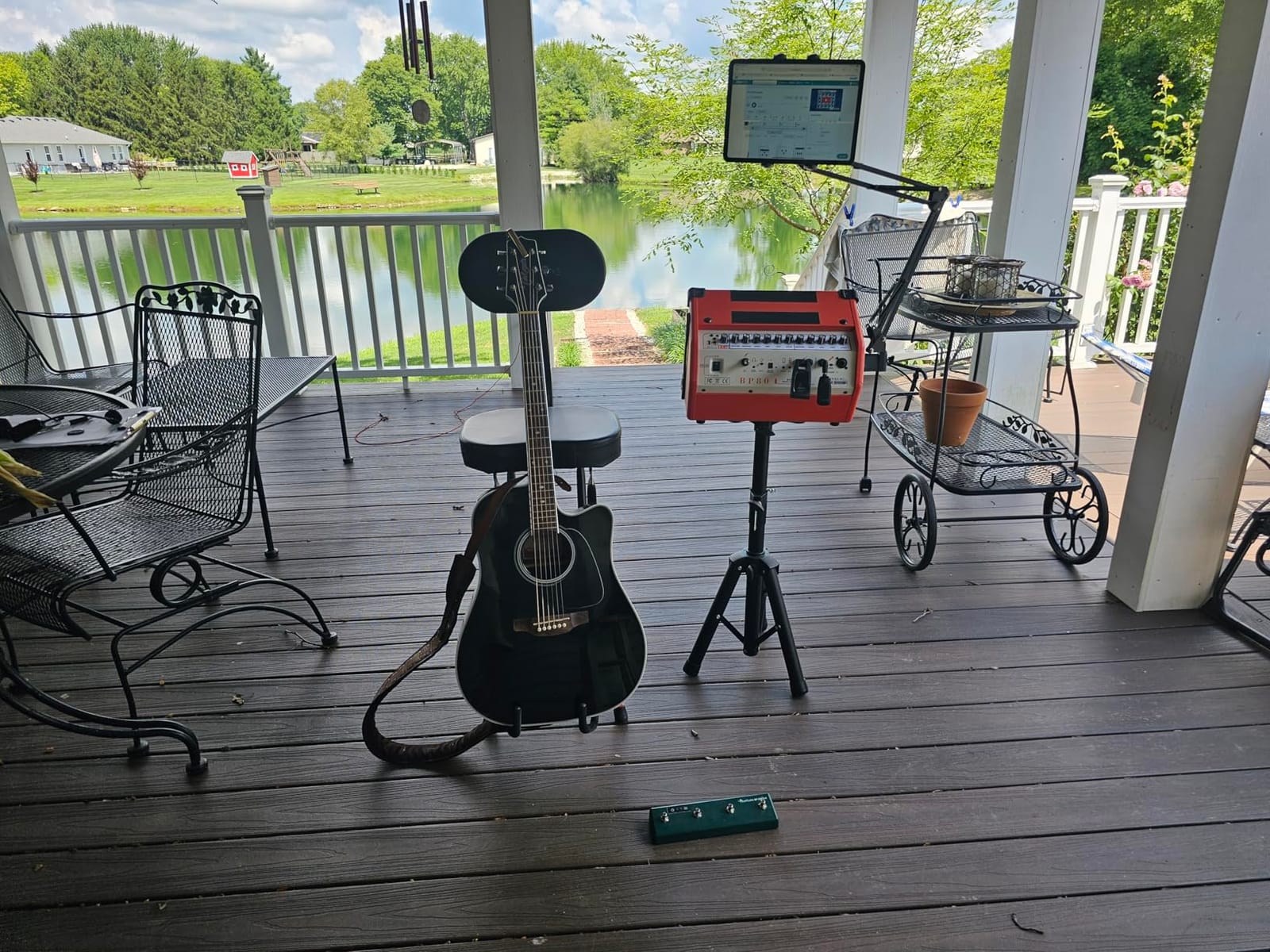 Coolmusic BP80 Battery Powered Acoustic Guitar Amplifier- Portable Bluetooth Speaker 100W, 6 Inputs,3 Band EQ,Orange customer photo 2