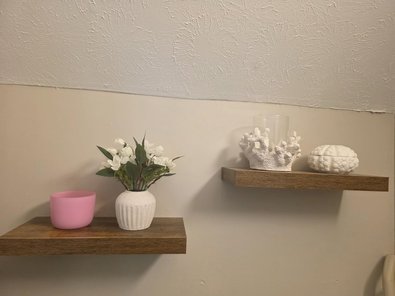 QEEIG Bathroom Floating Shelves for Wall (Brown, Set of 2, 15.7