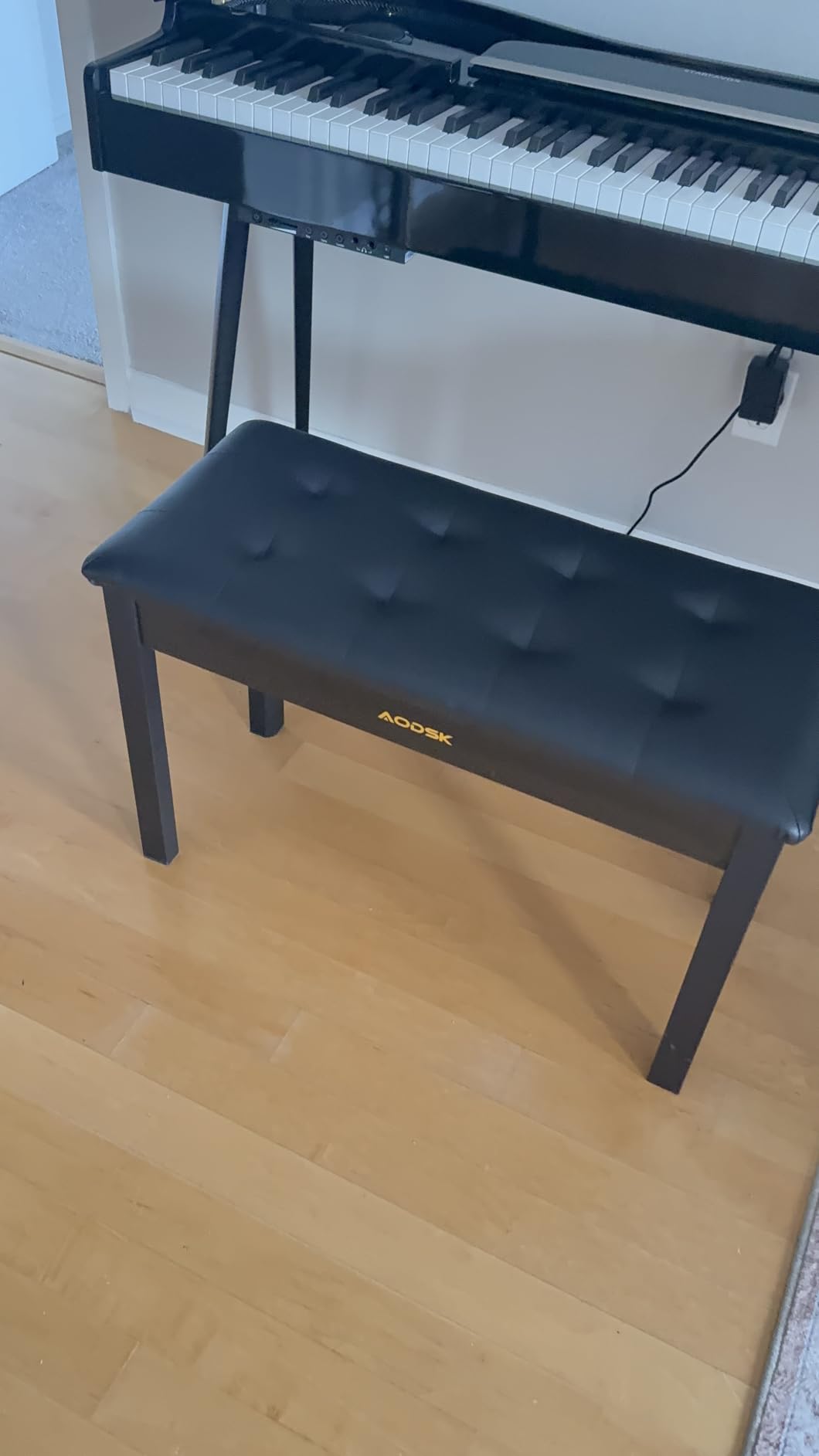 AODSK Wooden Duet Piano Bench with Padded Cushion and Storage Compartment for Music Books 29.13''x12.99''x18.11''(Black) (Duet Piano Bench) customer photo 1