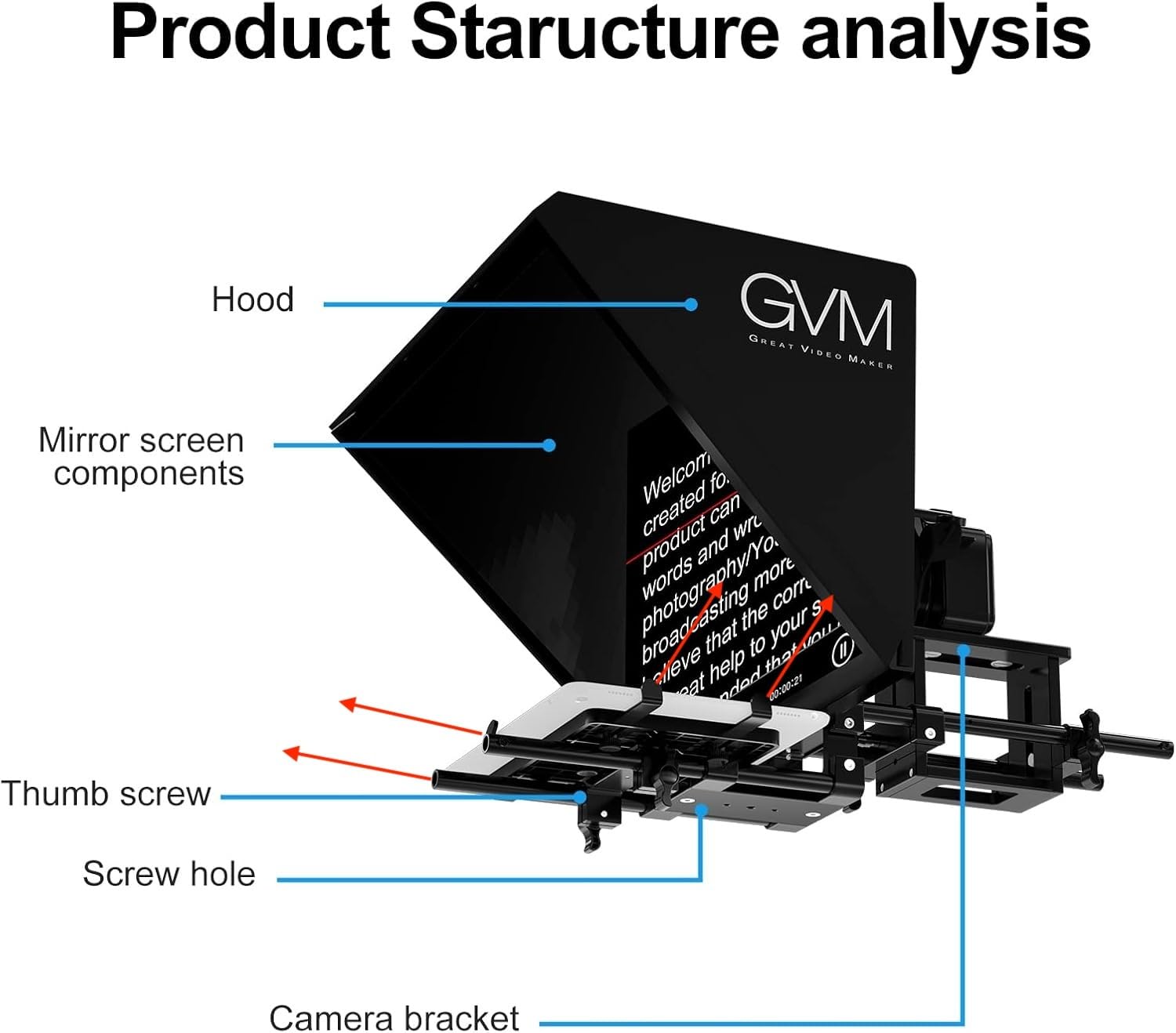 GVM Teleprompters for ipad Tablet DSLR Camera Portable 18'' Teleprompter Kit with Remote Control & App,Solid Aluminum Constructions,Colorless Spectroscope,Ultra HD Wide-Angle Lens customer photo 2