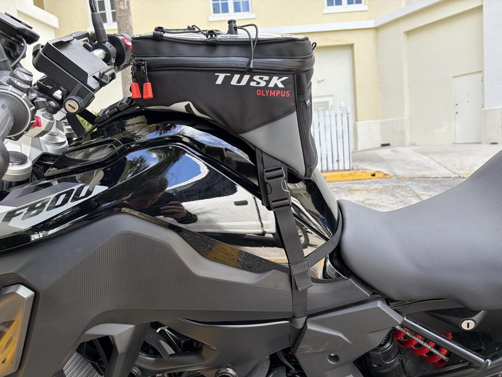 TUSK Olympus Tank Bag Large – 8L Motorcycle Luggage, Black/Grey, Waterproof Zippers, Phone Map Pocket, Fits ADV, Dual Sport, Touring, and Dirt Bikes customer photo 2