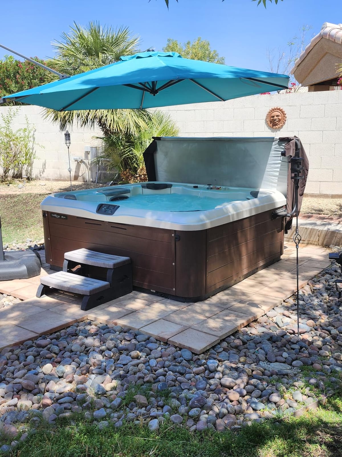 PURPLE LEAF Patio Umbrella with Base 11 Feet Effortless Shade Control Beige customer photo 2