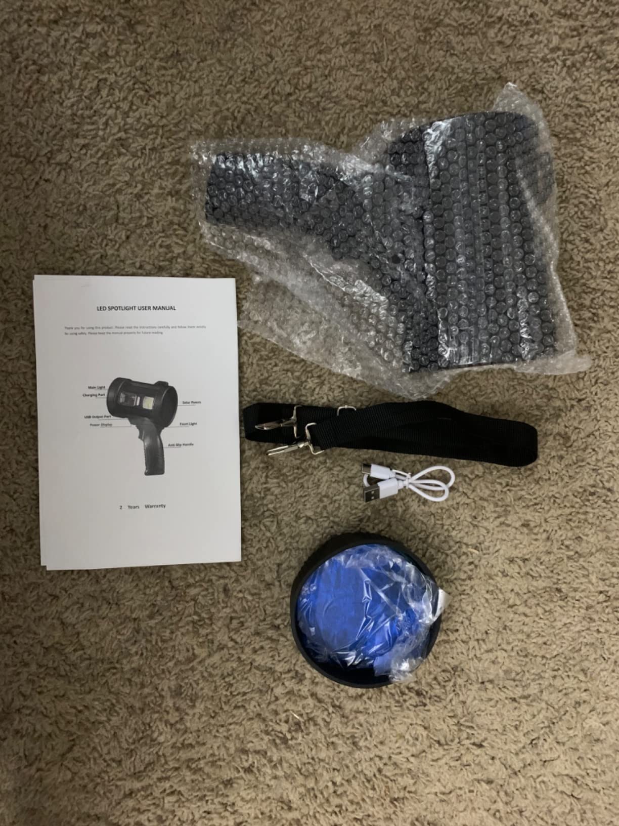 MIXILIN Rechargeable Spotlight, 2,000,000 Lumens Handheld Hunting Flashlight Led Spot Light with Cob Light and Solar Panels, Lightweight and Super Bright Spotlight for Hunting Boating Camping customer photo 2