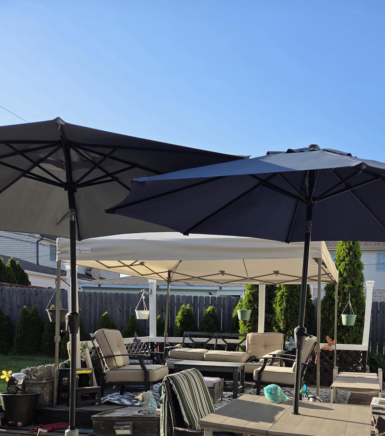 CROWN SHADES Gazebo 10x10 Pop Up Canopy with Mosquito Netting, Beige customer photo 2