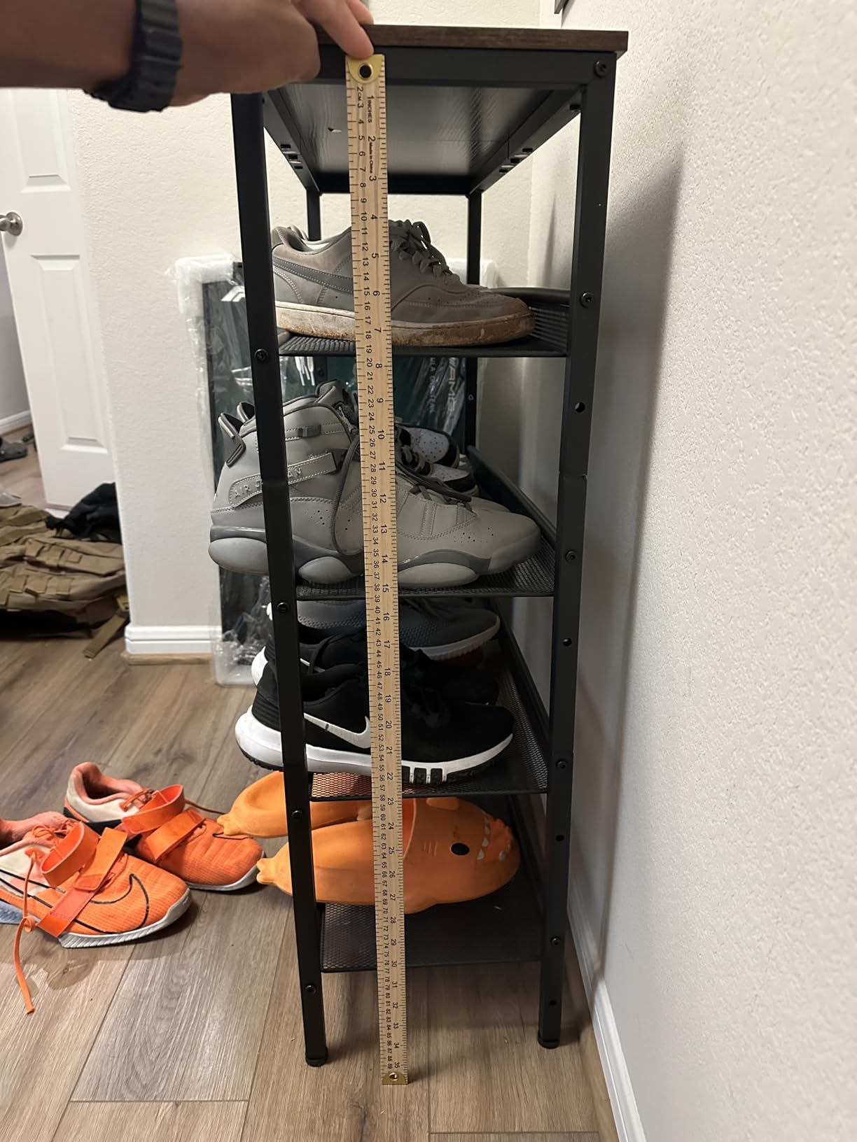 VASAGLE 5-Tier Shoe Rack, Adjustable, Freestanding | Shoe Rack Organizer with Storage Shelves and Spacious Top, for Entryway, Industrial, Rustic Brown and Ink Black, ULBS038B01 customer photo 2