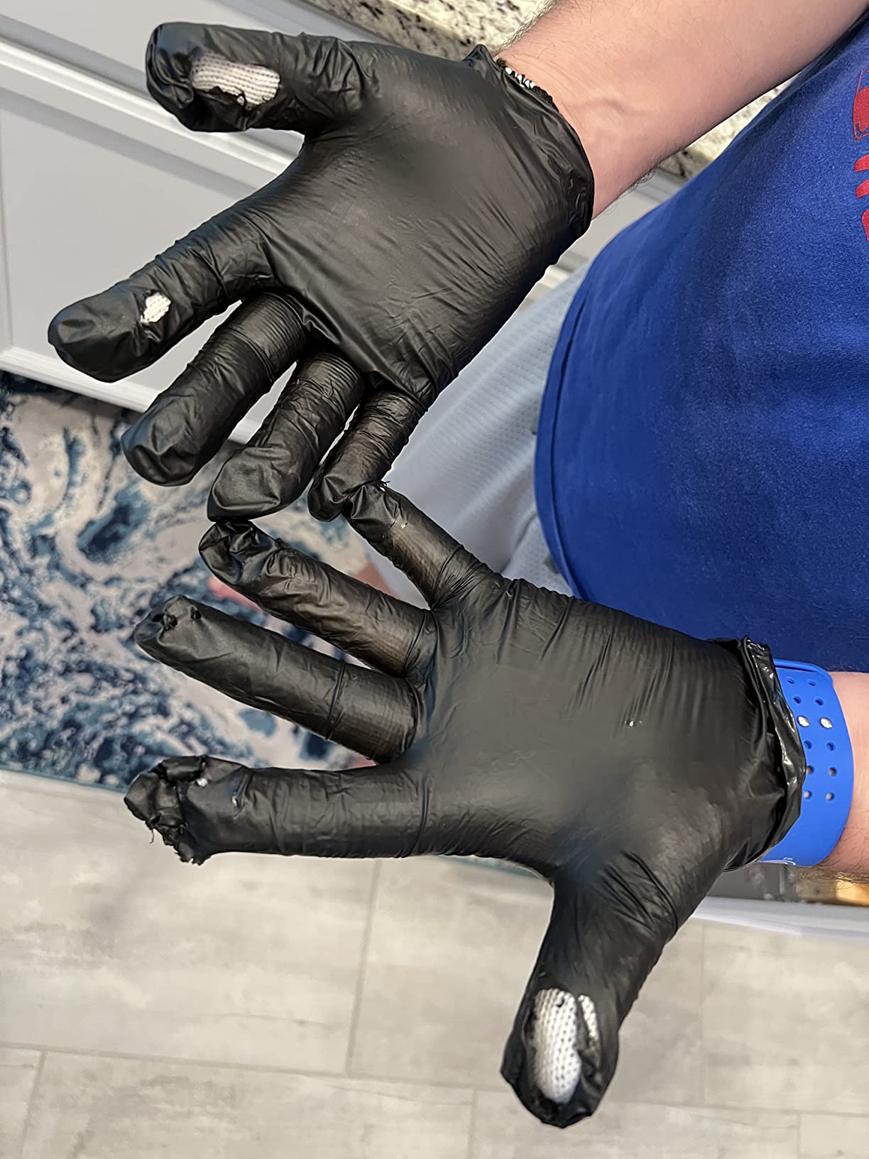 LavaLock Disposable Nitrile BBQ Gloves with Cotton Liners for Outdoor Cooking Grilling Smokers and Barbecue Competition, Chef or Kitchen use (Large 50 Count Black) customer photo 1