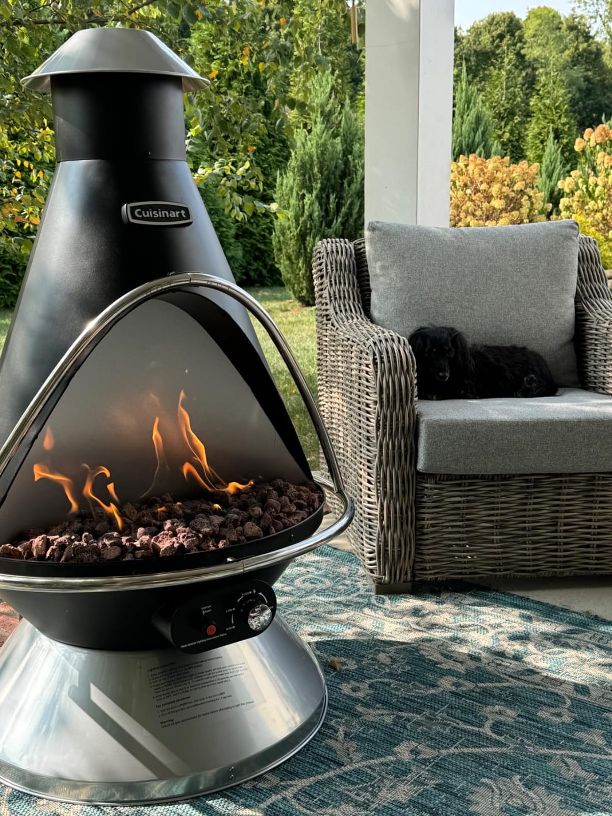 Cuisinart Chimenea Propane Fire Pit, 40,000 BTU Adjustable Gas Fire Pit for Patios, Includes Lava Rocks, Directional Heat Shield and Push to Start Ignition, Perfect for Backyards, Decks, and Patios customer photo 1