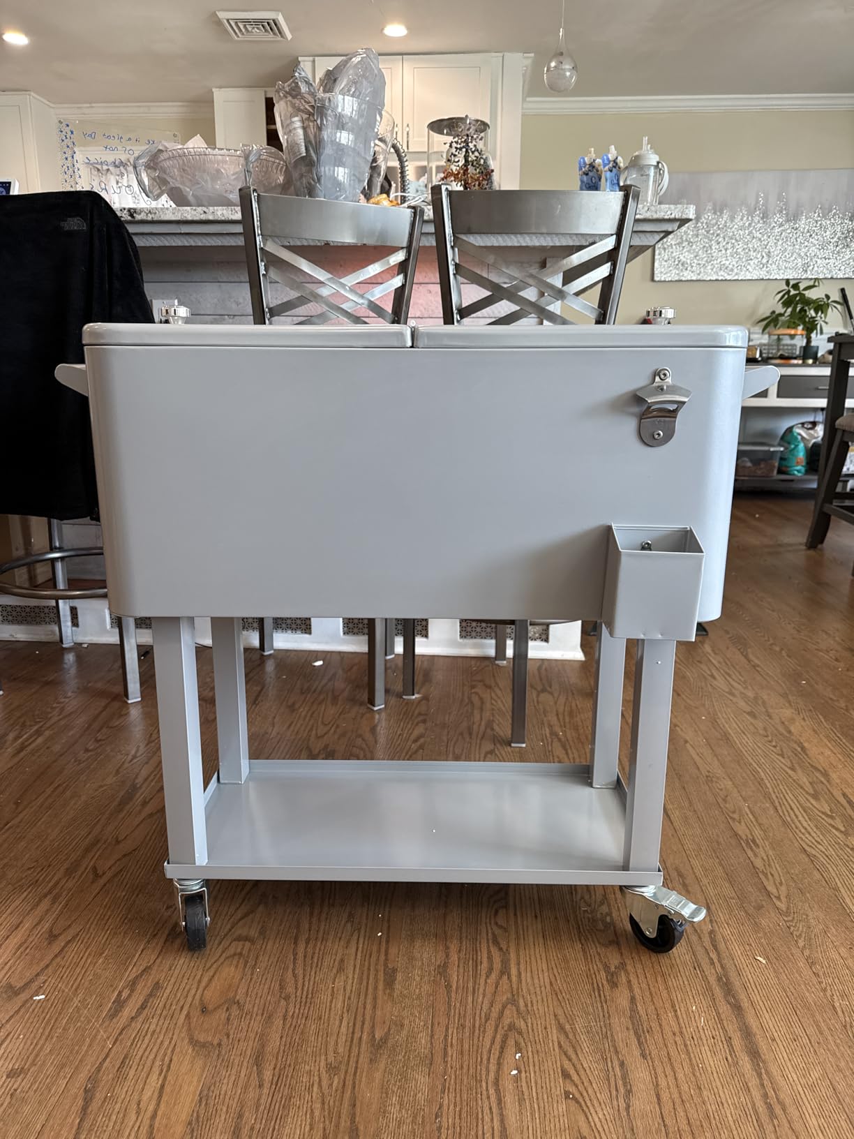 80 Qt Rolling Ice Chest Cooler Cart, Stand Up Cooler Trolley customer photo 1