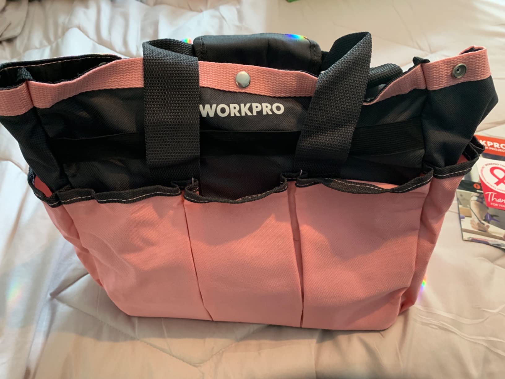 WORKPRO 8-Piece Pink Garden Tool Set with Garden Bag and Gloves- Pink customer photo 1