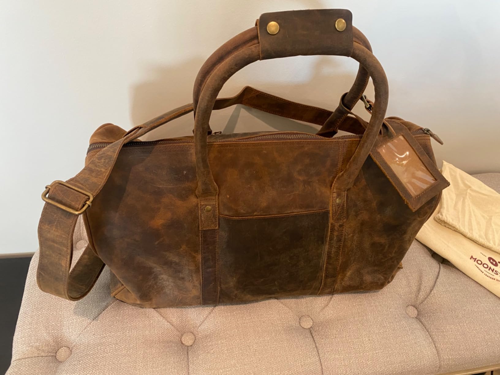 Moonster Leather Duffle Bag for Men & Women – Buffalo Leather Weekender customer photo 2
