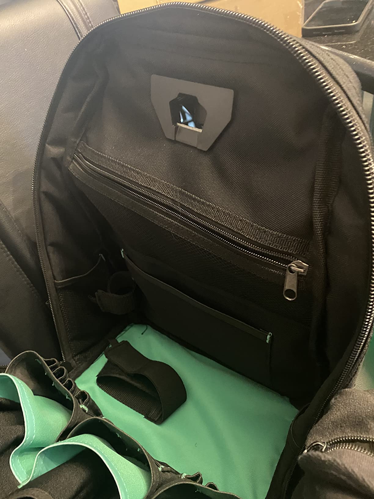 Amazon Basics Tool Backpack with LED Light, 55 Pockets, Padded Shoulder Straps, Tool Storage Bag, Black customer photo 2