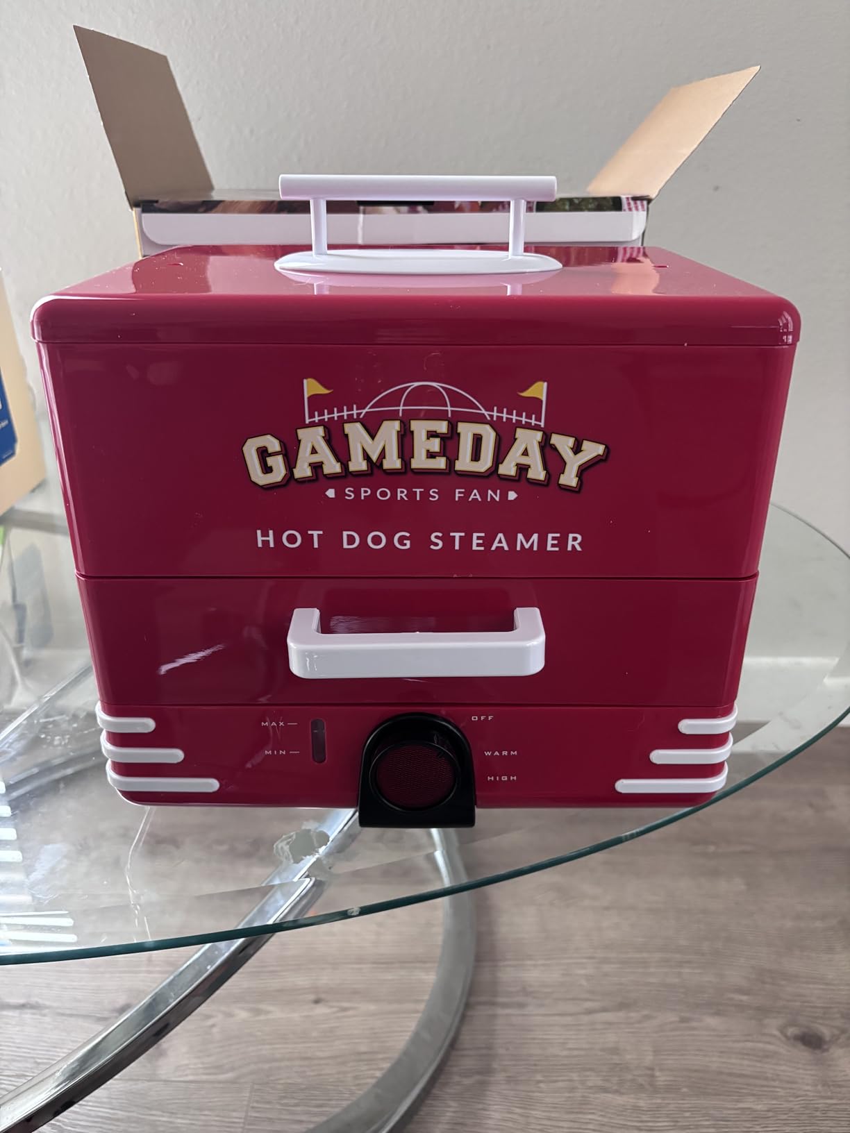 Nostalgia Extra Large Diner-Style Steamer Cooks 20 Hot Dogs & 6 Buns- Hot Dog Steamer for Breakfast Sausages, Brats, Vegetables & Fish- Bun Warmer Steamer Perfect for Game Days or Parties- Red customer photo 1