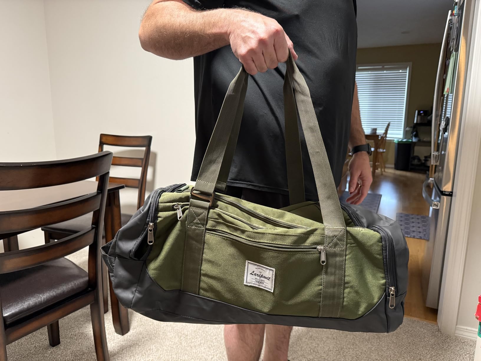 Laripwit Travel Duffle Bag for men 40L Medium Sports Gym Bag with Wet Pocket & Shoes Compartment Weekender Overnight Backpack for Traveling Duffel Bag Backpack for Women, Green customer photo 2