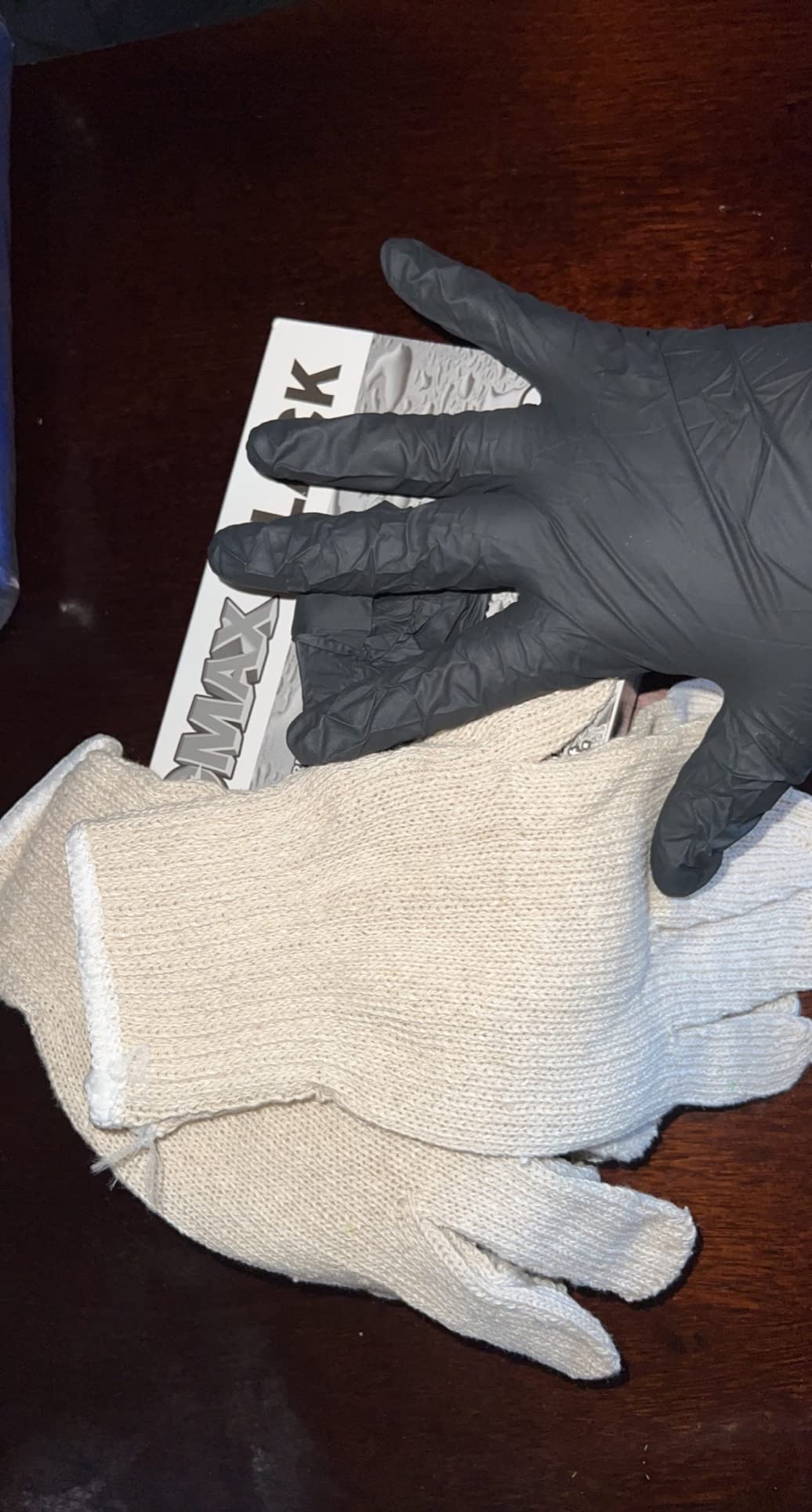 Nechtik BBQ Gloves 4 Cotton Glove Liners and 100 Disposable Gloves Washable Cotton Liners Powder Latex Free Nitrile Gloves customer photo 2