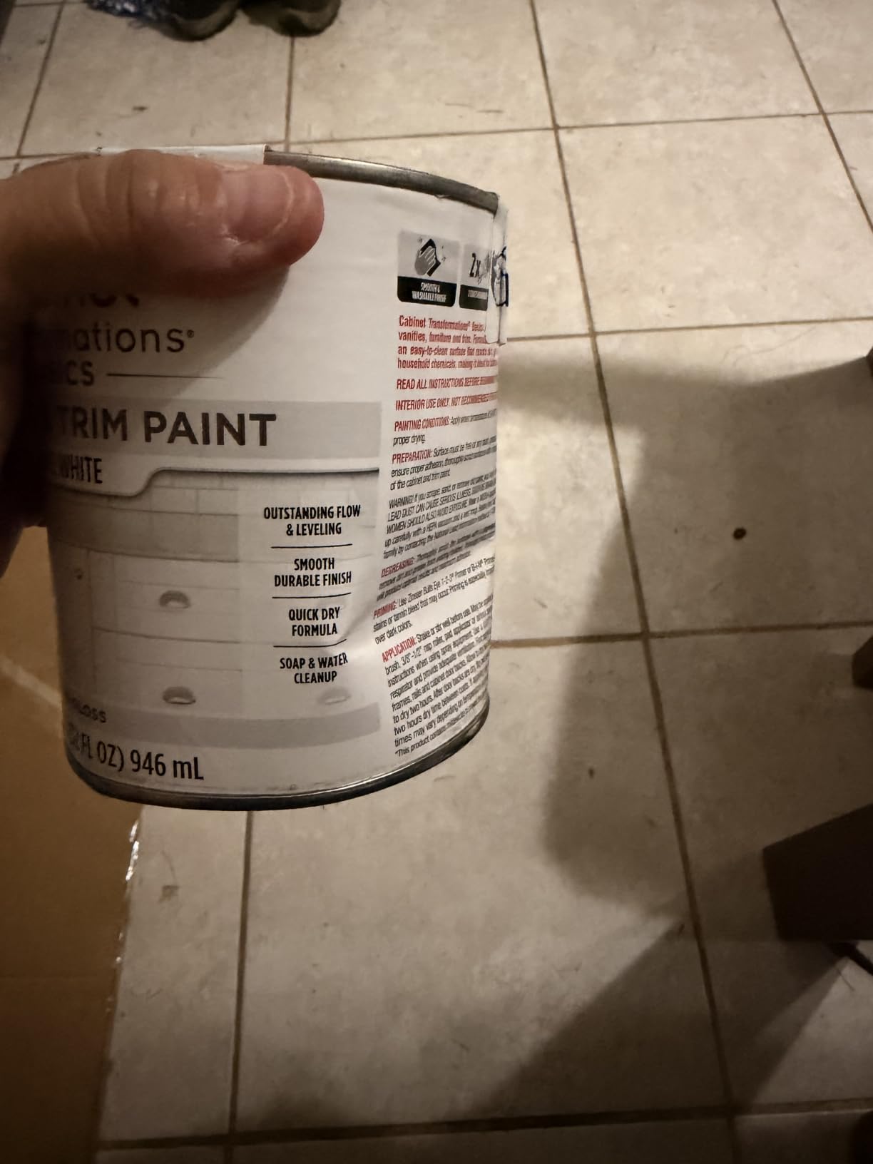 Rust-Oleum 372007 Transformations Basics Cabinet & Trim Paint, Quart, Pure White, 32 Fl Oz customer photo 2