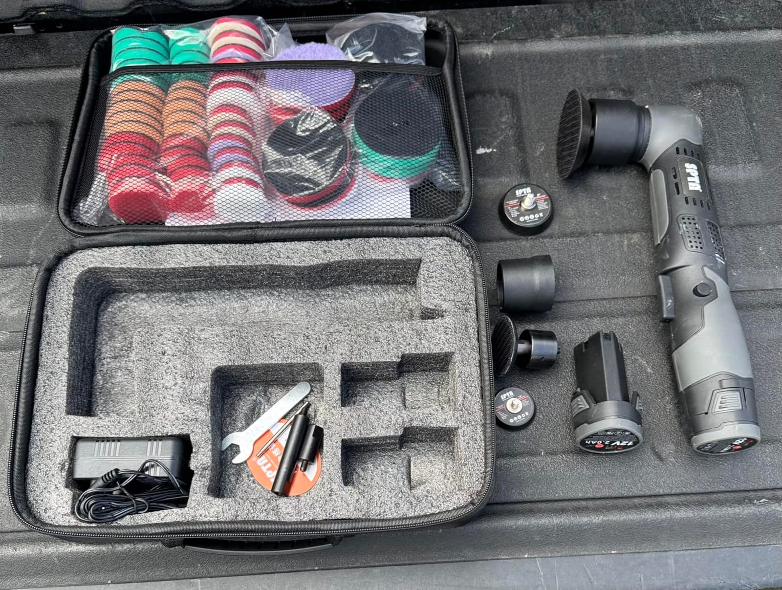 SPTA Cordless Mini Polisher, 12V Cordless Multi Polisher, Micro Cordless Scratches Killer Car Polisher RO/DA Mini Auto Machine Sets With Polishing Pad And Wool Pads for polishing, Sanding and Cleaning customer photo 1