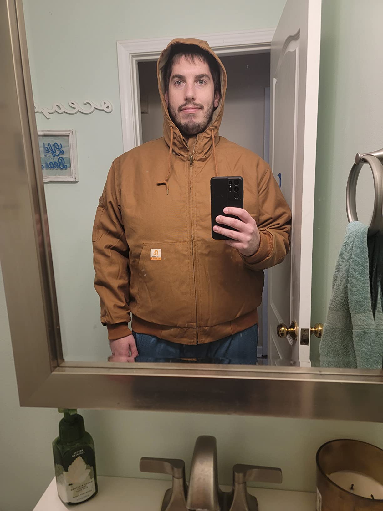 BOCOMAL FR Jacket Insulated Flame Resistant Duck Hooded Coat Outwear CAT4 customer photo 1