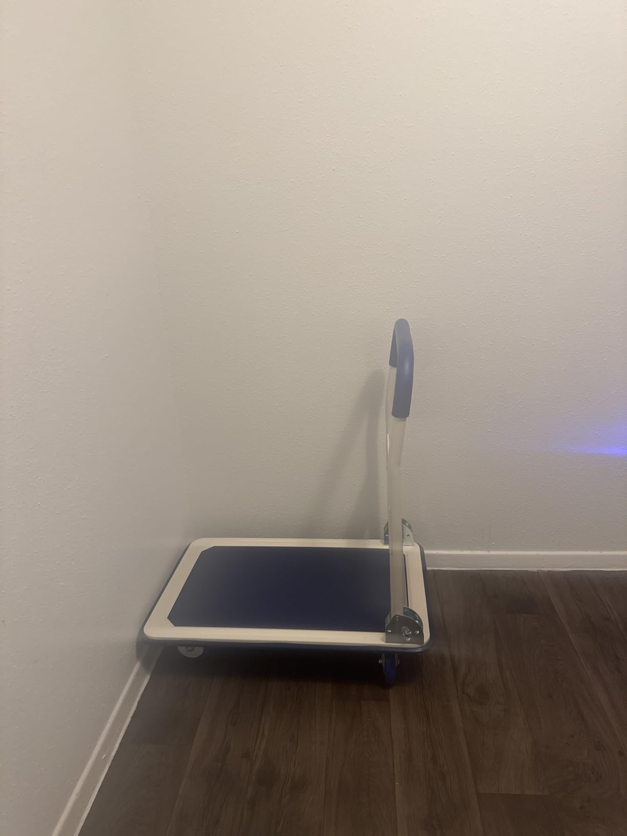Heavy Duty Foldable Push Cart Dolly | 330 lbs. Capacity | Upgraded Collapsible Hand Truck Folding Platform with Swivel Wheels | Flat Bed Moving Wagon | Space Saving Push Handle (Blue) customer photo 2