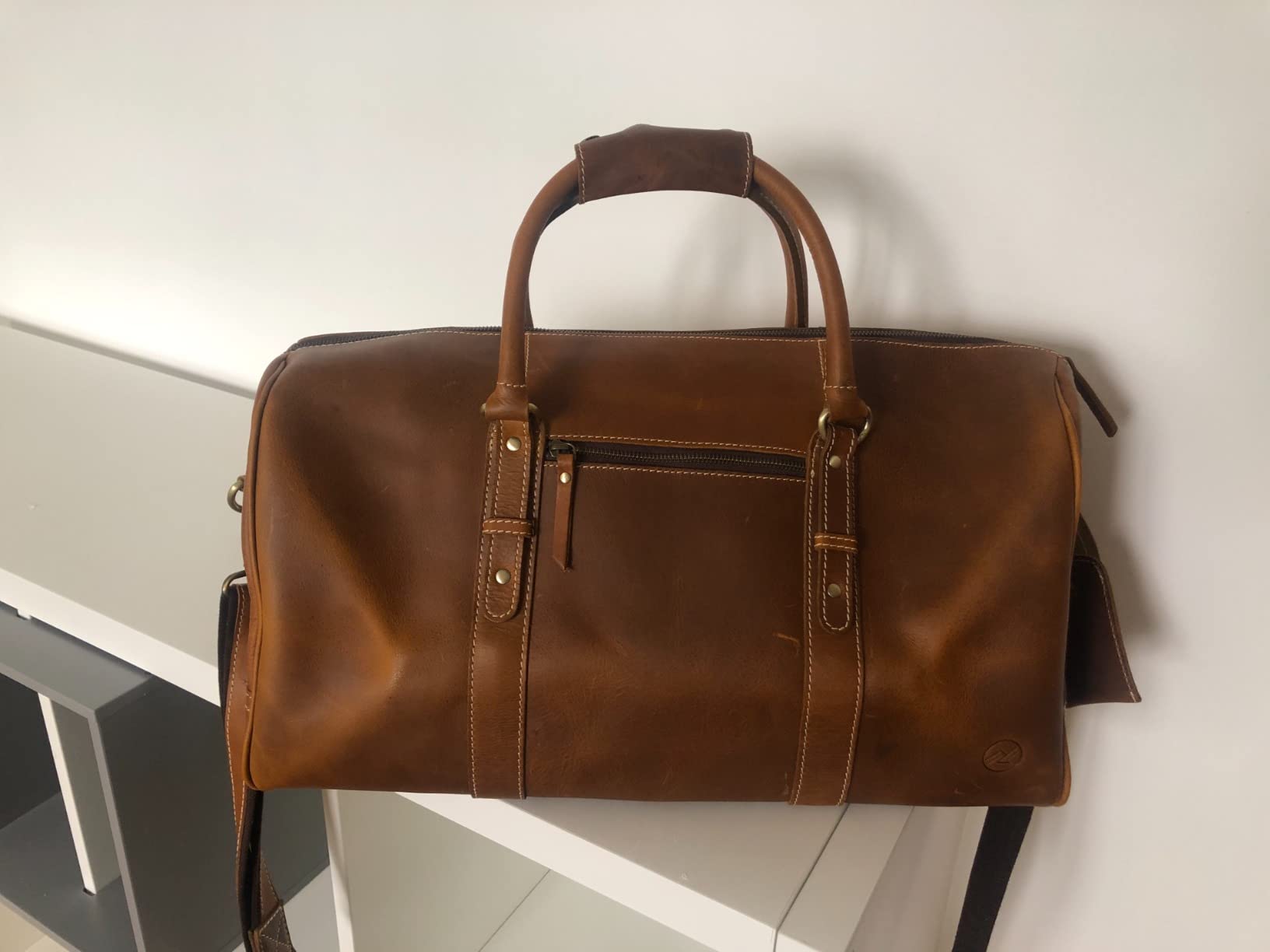 Premium Full-Grain Leather Duffle Bag for Men & Women | 20-Inch Handcrafted TSA Approved Carry-On Weekender Travel Bag with Multiple Pockets & Compartments by Northridge Leather (Antique Brown) customer photo 2